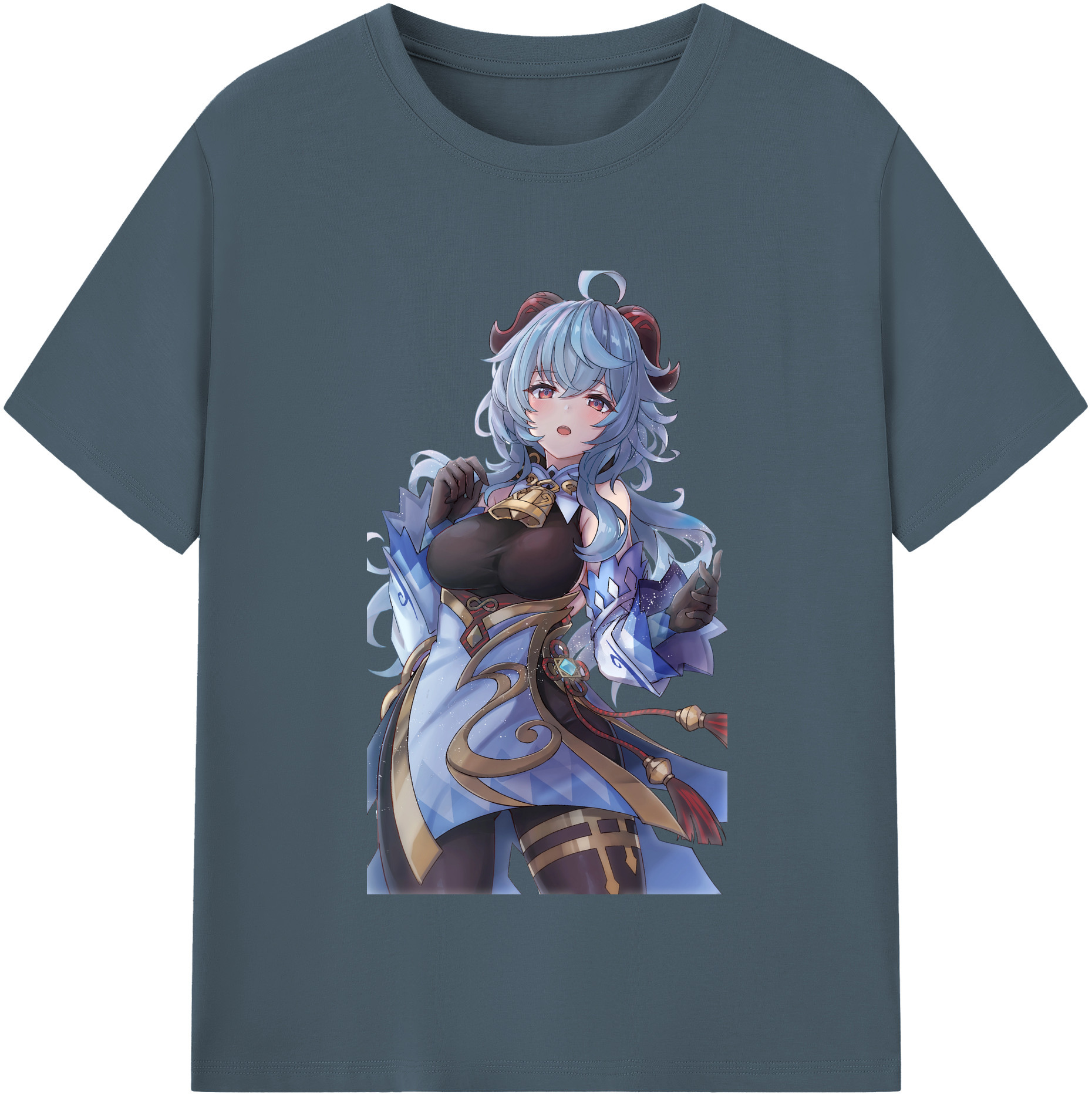 げんし神 甘雨 かんう genshin Ganyu 綿100％半袖Tシャツ（フロントプリント）